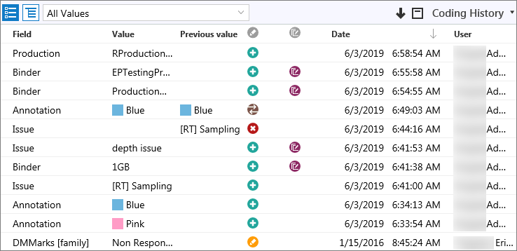 Coding History pane.